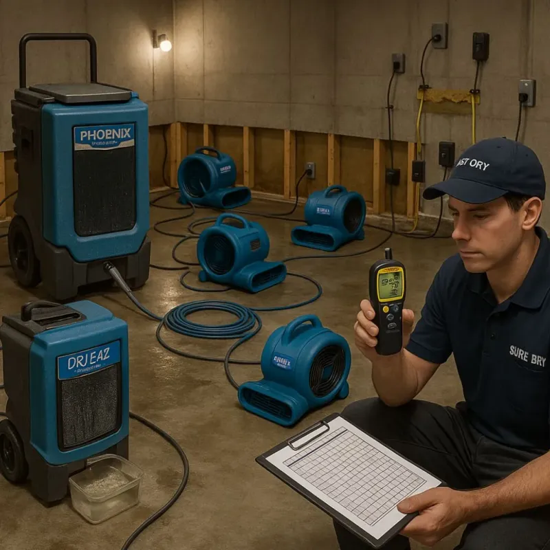 Structural Drying and Dehumidification process in Edgewater, FL
